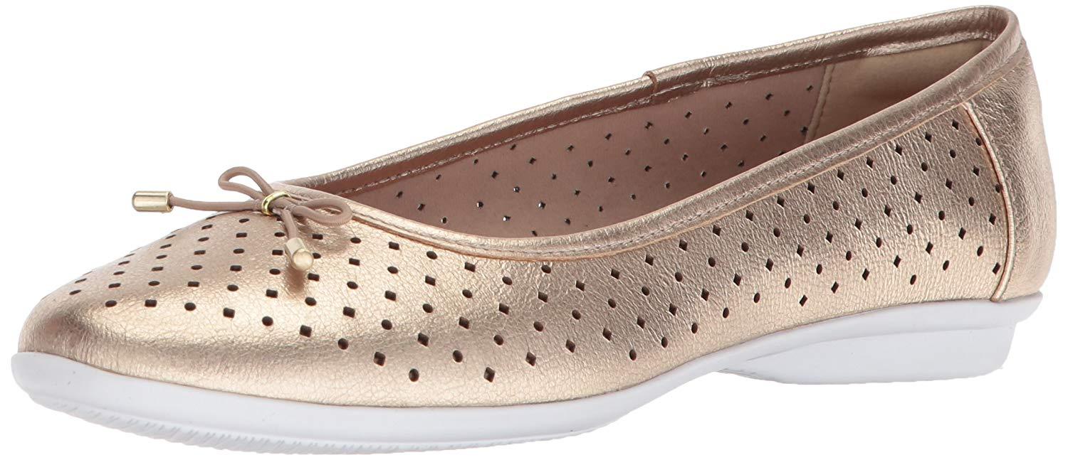 Женские туфли без шнуровки Clarks GRCELIN LEA Gold Metallic 34371 без шнуровки на плоской подошве