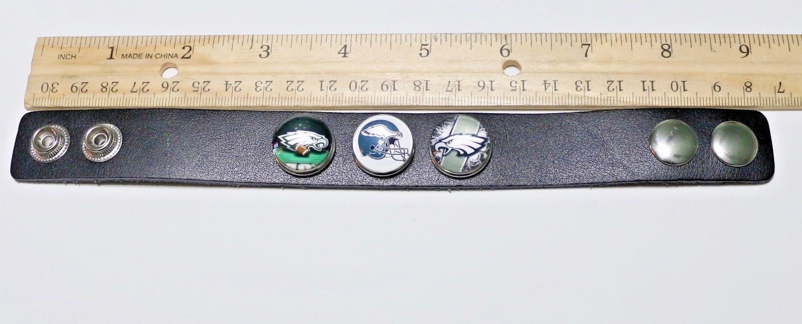 Philadelphia Eagles Leather Chunk Snap Charms Noosa Style Bracelet Adjust.