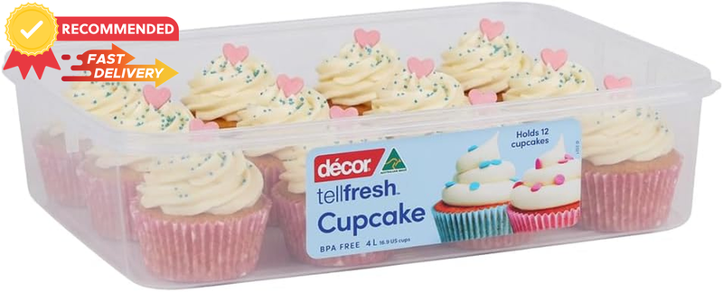 Tellfresh Cupcake Carrier 12 Cupcakes Clear 4L Baking Storage Container