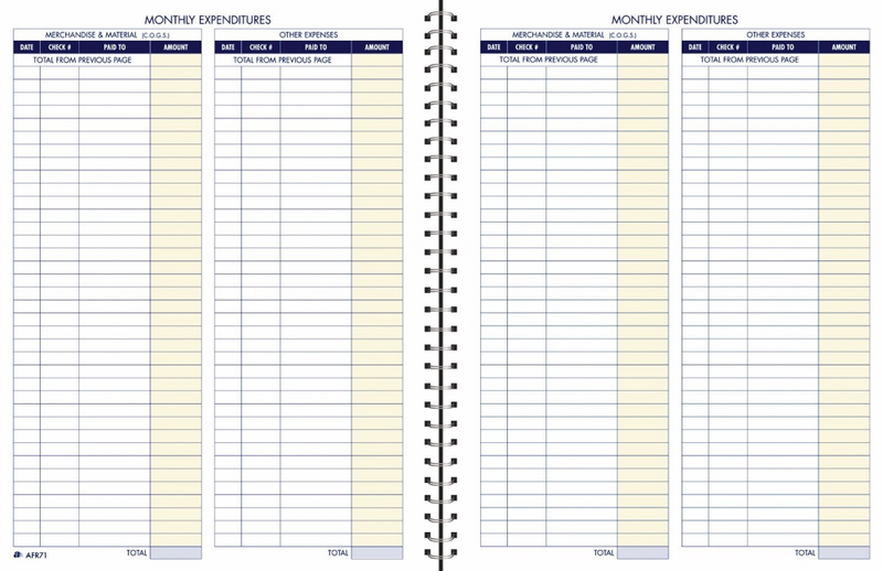 Bookkeeping Record Book Monthly Format 8.5 x 11 Inches White AFR71