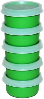 Tupperware SMIDGETS Green w/Sheer Seals ~ Mini 1 oz Containers ~ Set of 5 ~ NEW!