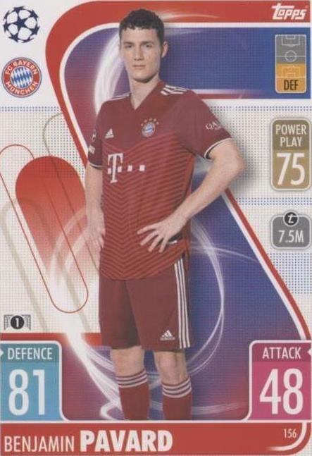 2021-22 Topps Match Attax UCL Benjamin Pavard #156