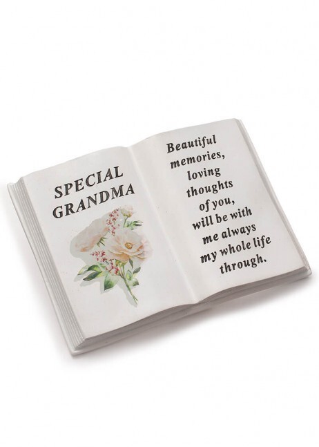 grandma MEMORIAL FLORAL PATTERN & VERSE BOOK PLAQUES GRAVESIDE
