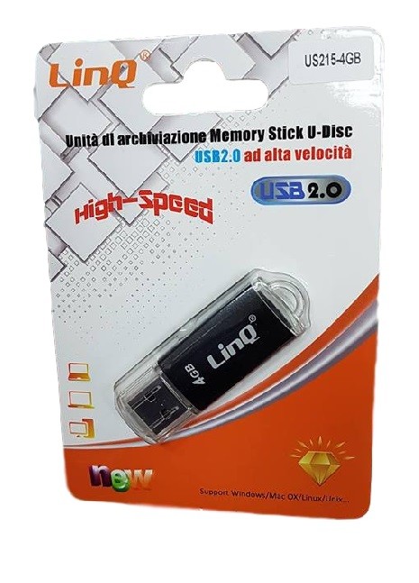 Pendrive Pen Drive Penna USB 2.0 Chiavetta Memoria 4GB Linq Us215-4gb