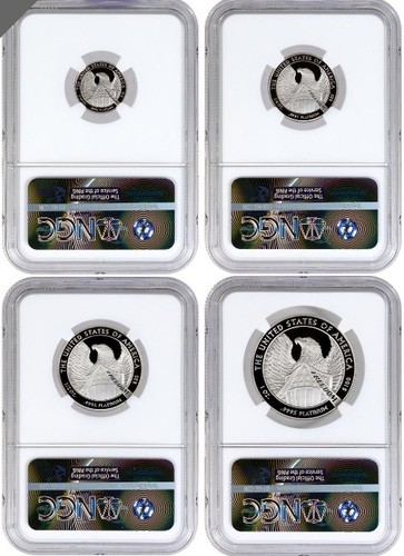 2007 W  Platinum Proof Eagle 4 coin set graded NGC PF70 PERFECT $10 $25 $50 $100