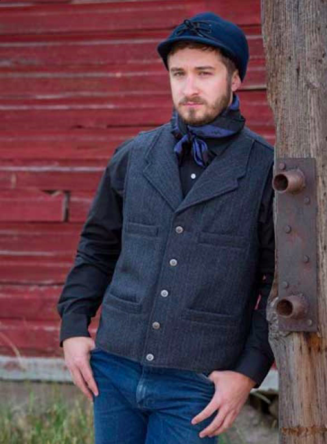 Wyoming Traders Mens Banker Button Up Pinstriped Wool Ranch Wear Cowboy Vest