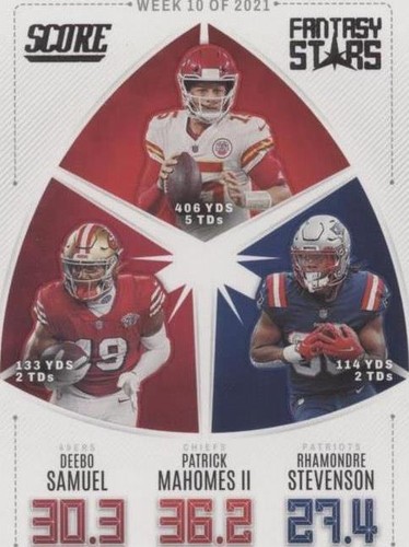 2022 Score Deebo Samuel Patrick Mahomes II Rhamondre Stevenson #FS10