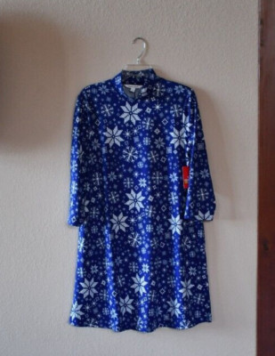 Celebrate Together Blue Snowflake Brushed Mockneck Holiday Xmas Swing Dress Sz M