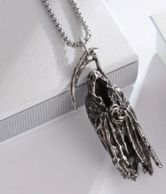 Grim Reaper Death Scythe Memento  Gothic Necklace Pendant Halloween 730
