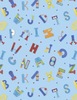 Alpha-Bots By Wilmington Prints - Sky Blue Alphabet Toss  #27627-430