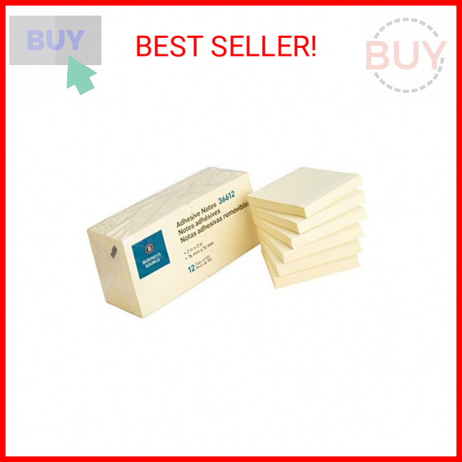 Business Source Yellow Repositionable Adhesive Notes, 3