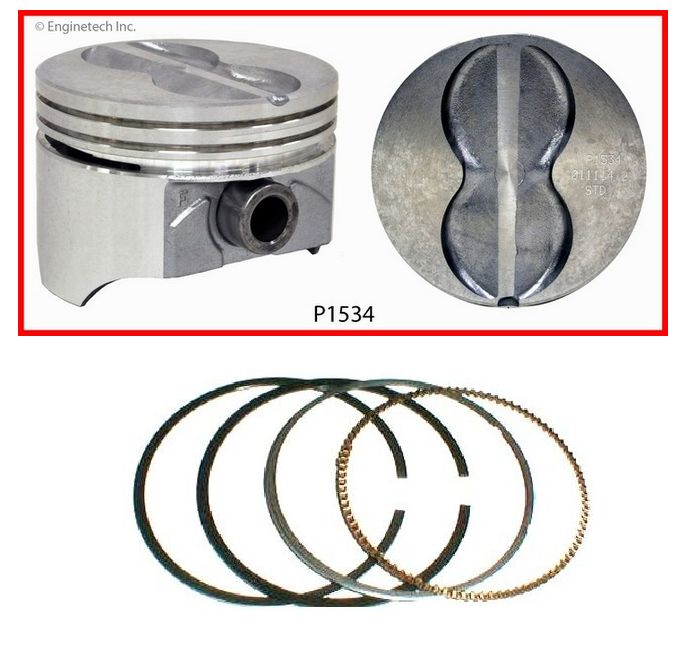 GM CHEVY SBC 350 5.7L FLAT TOP PISTONS & RINGS WITH WRIST PINS SET OF 8