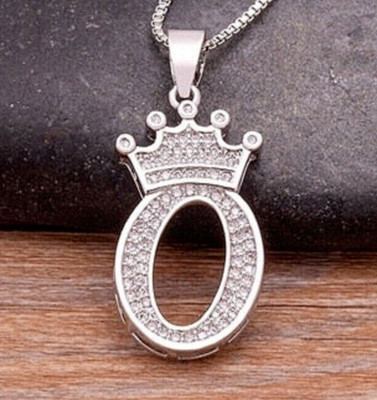 2Ct Round Lab Created Diamond Initial ''O'' Letter Pendant 14K White Gold Plated