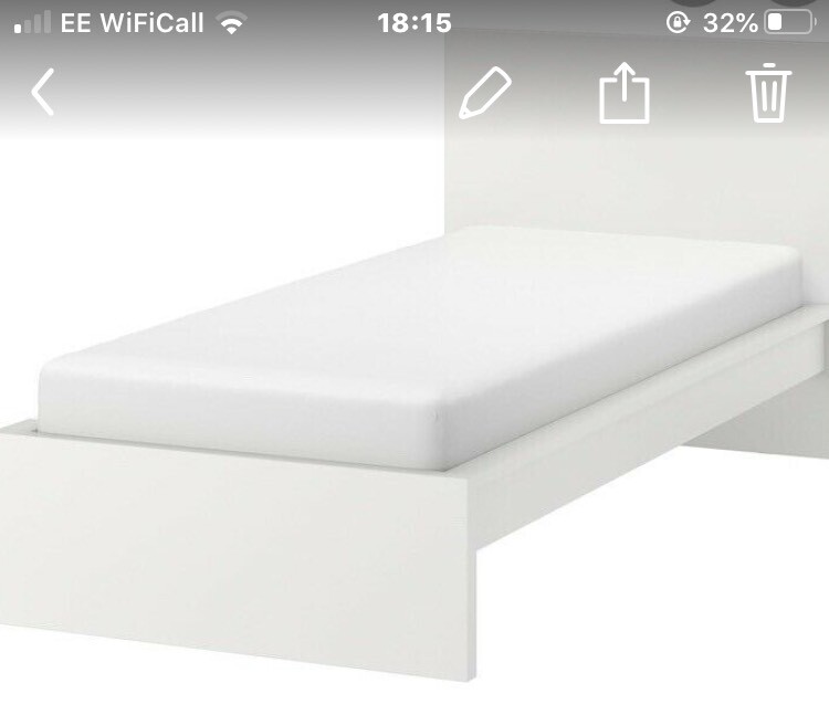 IKEA MALM WHITE SINGLE BED WITH SLATS. EXCELLENT CONDITION (NO MATTRESS) in Chorlton