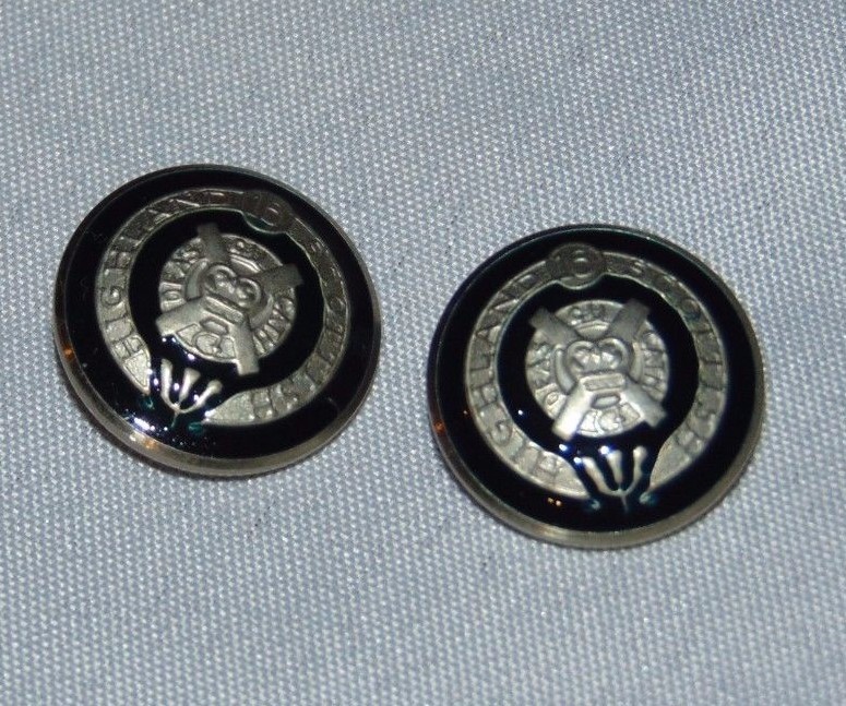 Set of 8 Silvertone & Blue SCOTTISH HIGHLANDS Sewing Buttons from Tommy Hilfiger