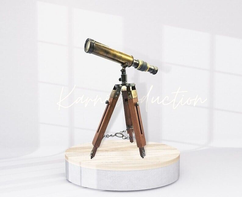 Antique Vintage Telescope With Wooden New Tripod - Unique Corporate, Groomsmen