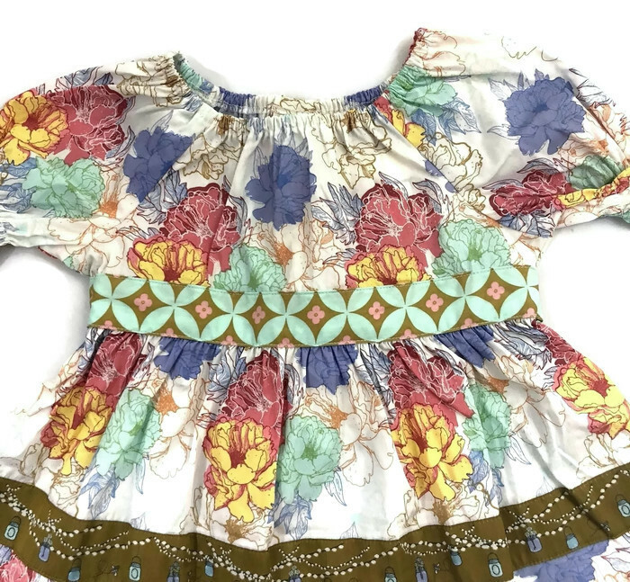 NWOT Toddler's Matilda Jane Open Shoulder Peasant Top Size 2 - Lovely Bouquet -
