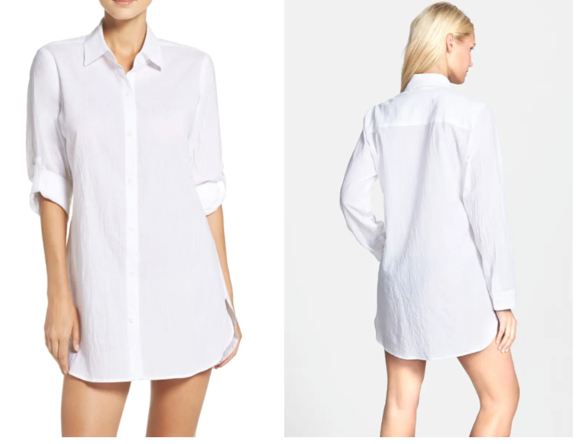

TOMMY BAHAMA Белое жатое хлопковое платье-рубашка бойфренда с длинными рукавами, Белый