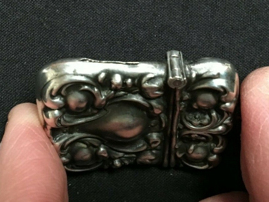 Vintage Victorian Sterling Silver Stamp Case Pendant