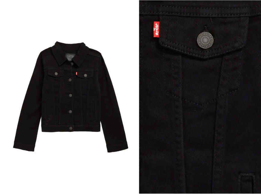 

LEVI STRAUSS Черная джинсовая куртка из эластичного хлопка Levis БОЛЬШАЯ (BIG GIRLS), Черный, Levi's Trucker