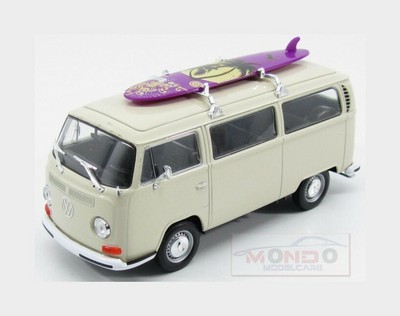 Volkswagen T2 Minibus 1972 With Surfboard Cream Welly 1:24 WE22472SB-CR