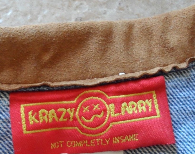 Crazy Larry Western denim rodeo show zip Vest blue jeans 2 pc faux suede Small 6