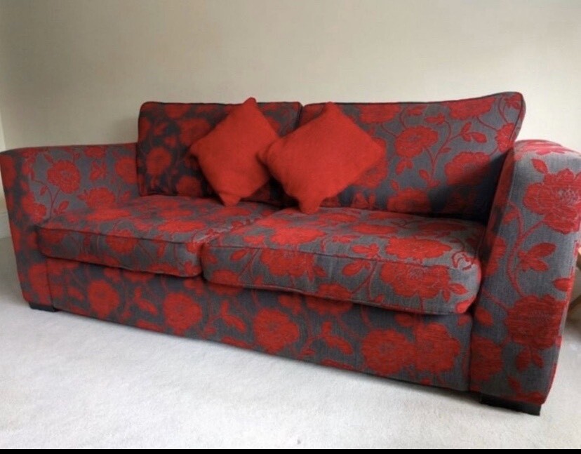 DFS 3+2 Seater Sofa Set Red/Grey in Milton Keynes, Buckinghamshire