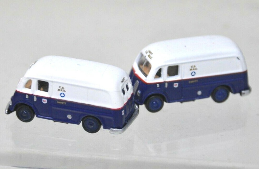Vintage Lot 2 CMW Mini Metals 1/87 HO Scale DIECAST Metro Delivery U S Mail Van