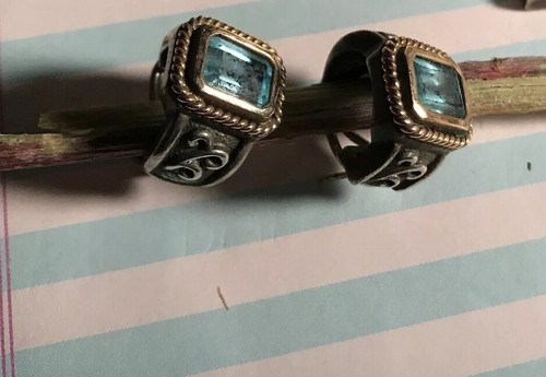 14k And Sterling Silver Topaz Bracelet Pendant Earrings Set