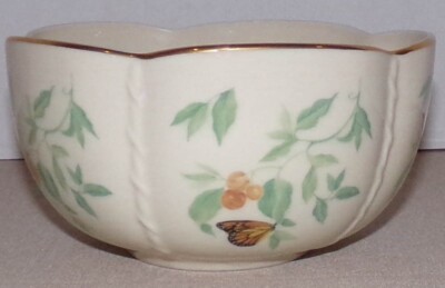 Lenox USA Morningside Cottage 6 5/8'' Butterfly & Bee Fancy Treat Bowl Label EXC.