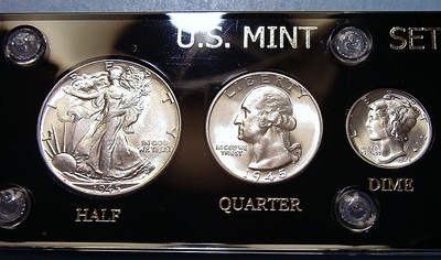 1945 MINT U.S. WAR-TIME SILVER SET CHOICE to GEM BRILLIANT UNCIRCULATED LUSTROUS