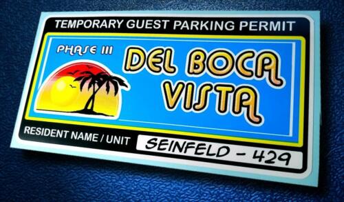 Seinfeld DEL BOCA VISTA • Guest Parking Permit Sticker • Seinfeld • Custom Decal