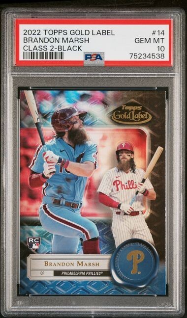 Topps Gold Label 2022 ブランドン　マーシュ 10/10 2022 Topps Gold Label #14 Brandon Marsh Class 2-Black PSA 10