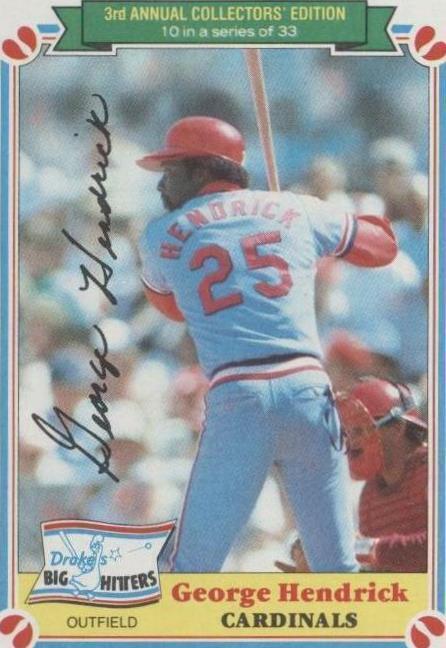 1983 Topps Drake's Big Hitters - George Hendrick #10