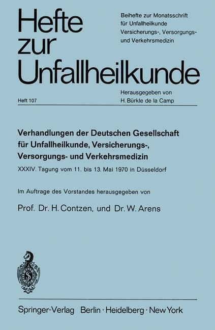 Verhandlungen Der Deutschen Gesellschaft FÃ¼R Unfallh[...] | Buch | 9783540053613