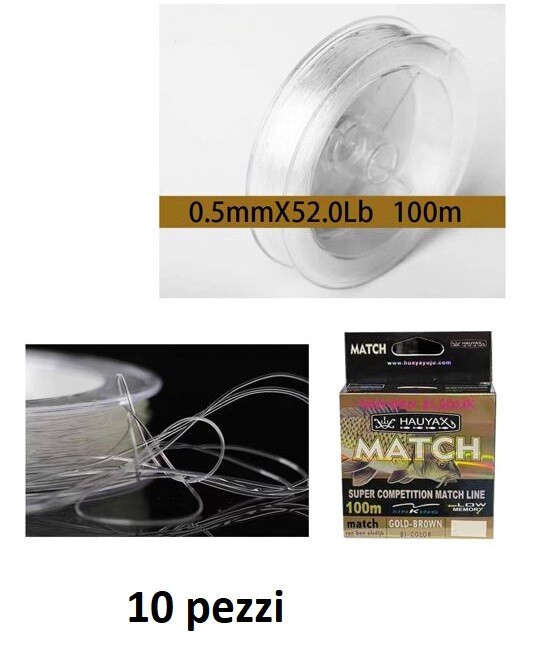 Set 10 Pezzi Lenza Da Pesca 100m 0.5mm 52lb Filo Surfcasting Carpfishing cir