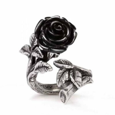 Alchemy Gothic Wild Black Rose Wrap Ring   Local Stock   Gothic