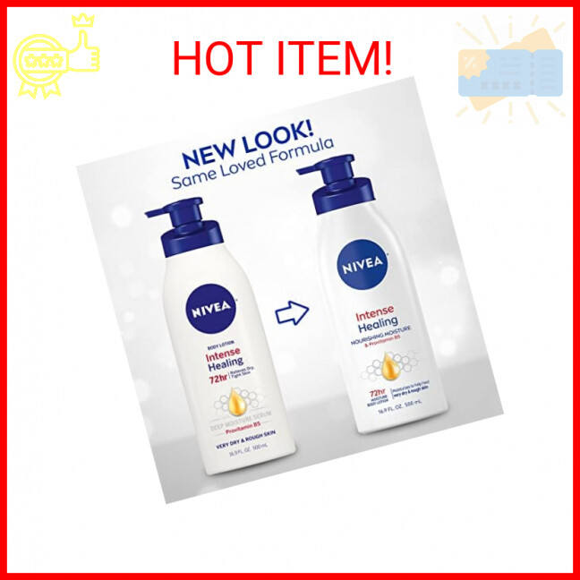 NIVEA Intense Healing Body Lotion, 72 Hour Moisture for Dry to Very Dry Skin, 16