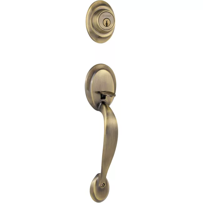 Kwikset Dakota Exterior Keyed Deadbolt Handleset- Antique Brass 687DA LIP 5