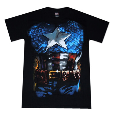 Marvel Captain America Costume Men's Black T-Shirt Official Licensed Mad Engine
