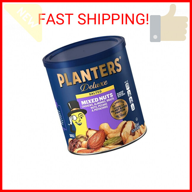PLANTERS Deluxe Salted Mixed Nuts, Party Snacks, Plant-Based