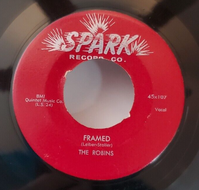 米7” Robins Loop De Loop Mambo / Framed 45107 SPARK RECORD CO. /00080 Robins FRAMED / LOOP DE LOOP MAMBO (DOO WOP 45) #107 PLAYS