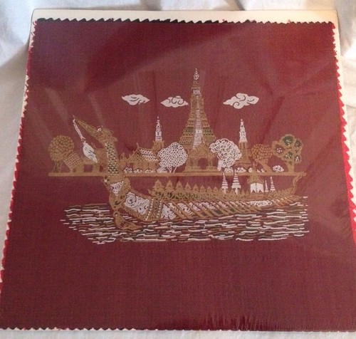 Painted Asian/Thai Fabric Painting (Lot of 2 Blocks) Warriors 12