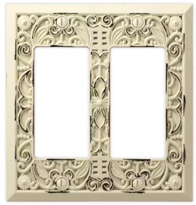 AMERELLE Wall Plate 2 Gang Rocker Crack Resistant Durable Stamped Metal White
