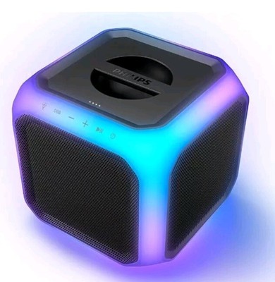 PHILIPS X7207 Bluetooth Party Cube Karaoke Speaker w/ 360° Party Lights - Black