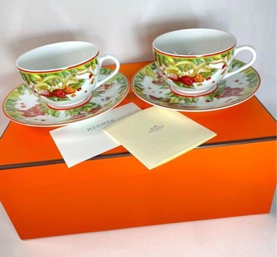 Hermes Pythagore Tea Cup Saucer Tableware 2 set Coffee Cafe Latte Auth New Box