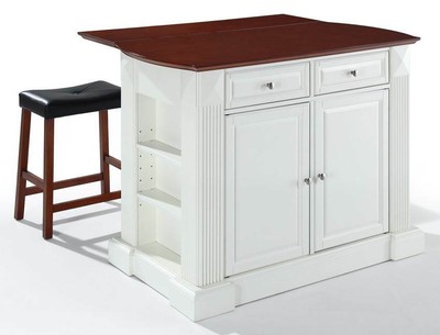 Breakfast Bar Top Kitchen Island with Saddle Stools [ID 1698413]