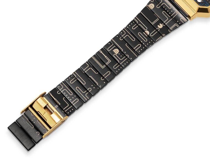 Pre-owned Casio Vintage X Pac-man Digital Black/gold Men's Watch A100wepc-1b