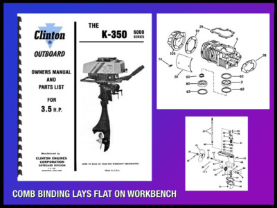 CLINTON Model K-350 - 6000 Series - Outboard Owners Manual & Parts List!