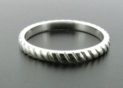 Elements silver rope-patterned band ring, size O1/2
